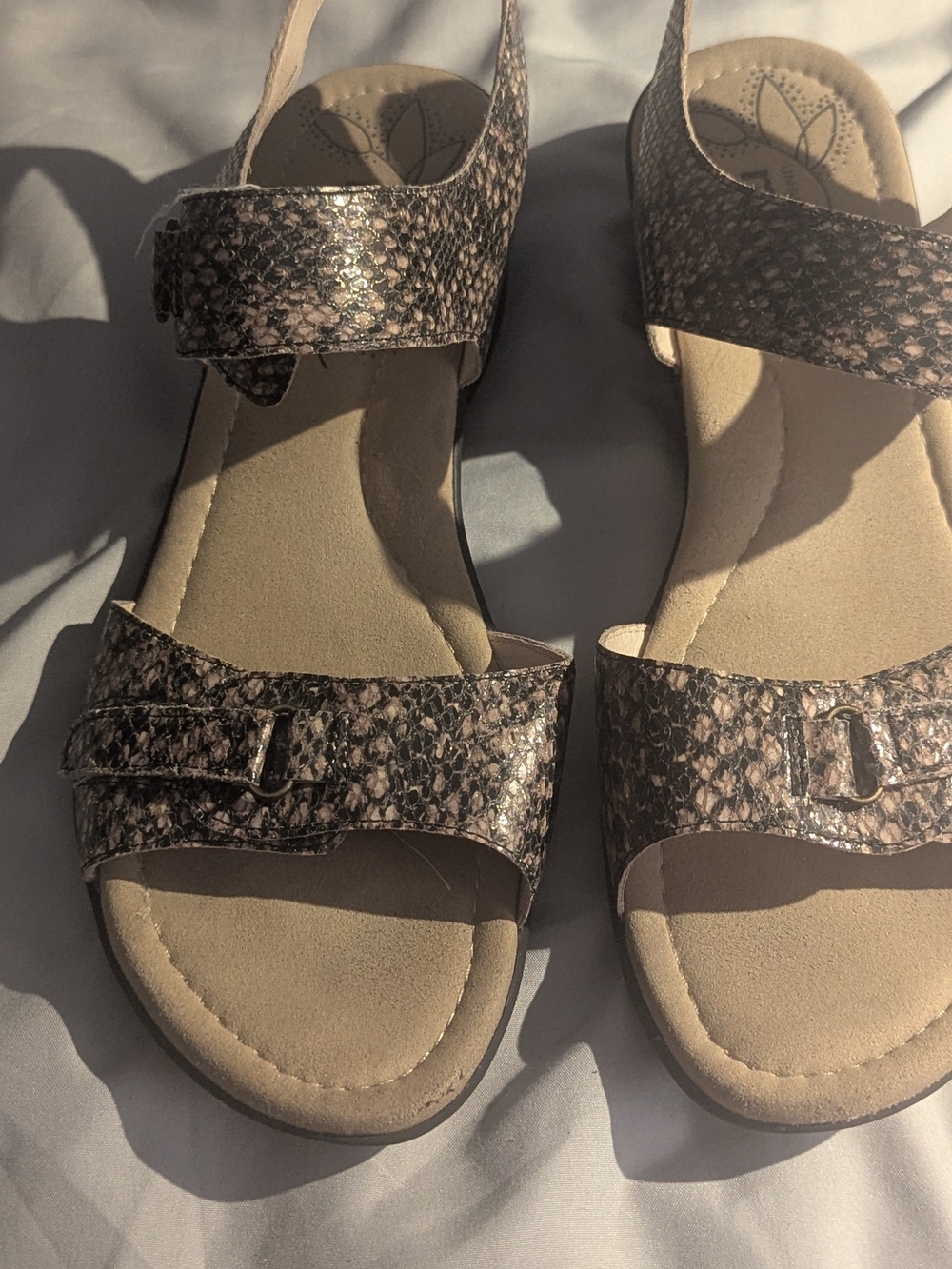 Umberto Raffini Beige and Black Suede Insole Detail Sandal